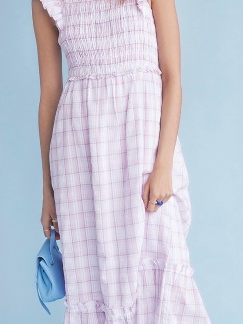English Factory Light Pink Plaid nap dress-like new size S